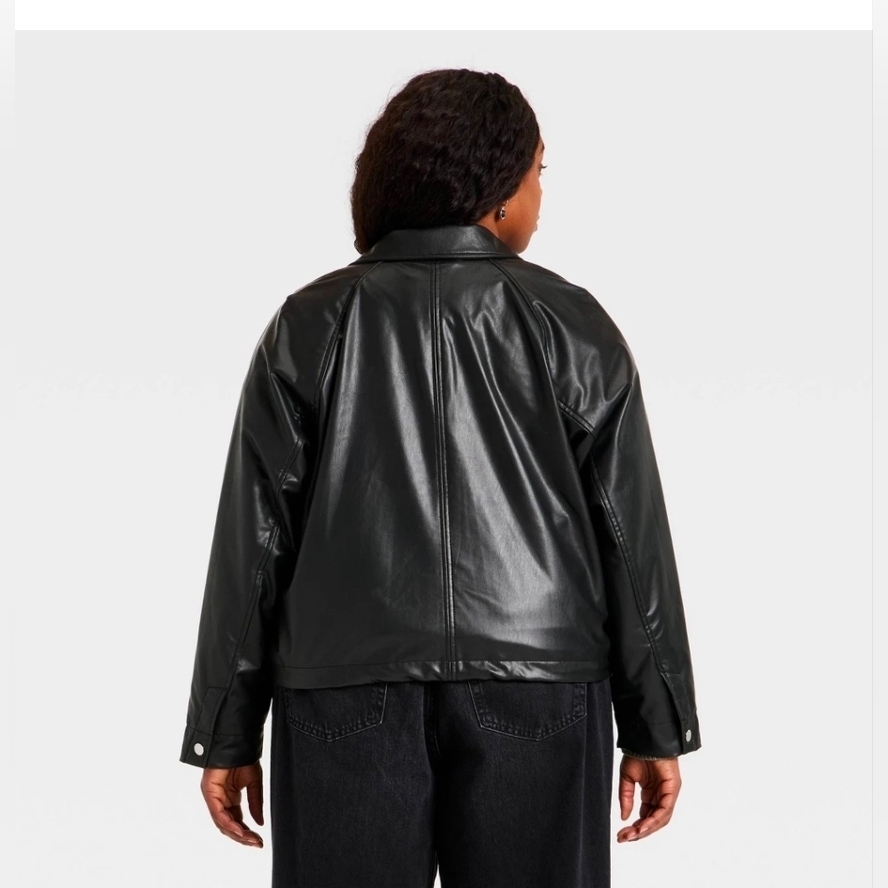 Universal Thread Women's Faux Leather Bubble Jacket, BlackSize XL - Picture 2 of 6